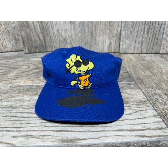 Vintage 90's Peanuts Blue Woodstock Head Start Snapback Hat - Picture 1 of 7